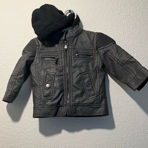 Urban Republic baby faux leather jacket with hood 12m